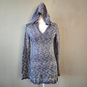 Prana Gemma Organic Cotton Blend Knit Hooded Sweater Blue Ombre Size S Gorpcore